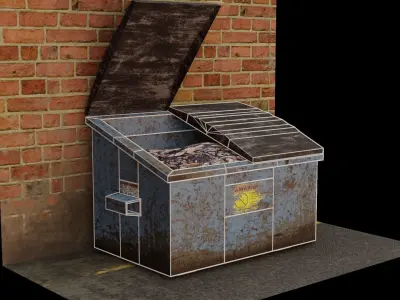 Old Dumpster Low Poly Rusted Low-poly 3D model