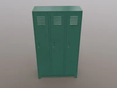 PBR School Gym Locker 08 - Green Dark Low-poly 3D model