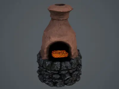 Fan art of primitive Furnace  Low-poly 3D model