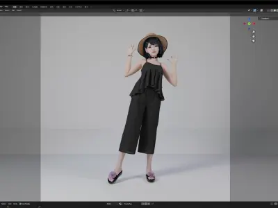 Casual child standing and greeting 3D model