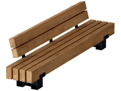 Wooden bench made of timber 3D model