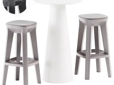 Table Fura and Frozen Square Stool by Plust 3D model