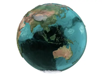 Earth Water 3D Globe No Cloud  Low-poly 3D model
