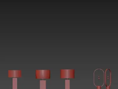 Table four different lamps on 3D model