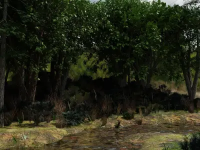 river in woods 3D model