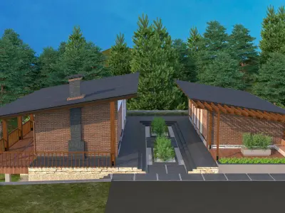 Exterior Scene Modern Architectural Design Low-poly 3D model