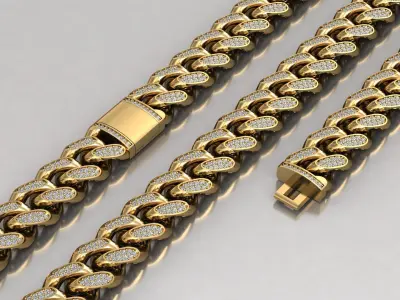 14 MM Cuban chain link diamond 3D print model