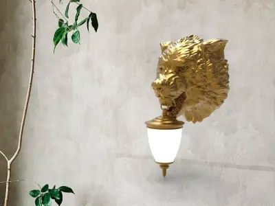 Wolf Head Wall Lamp 3D print model get