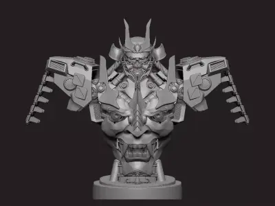 mecha robot samurai torso statue 3D print model