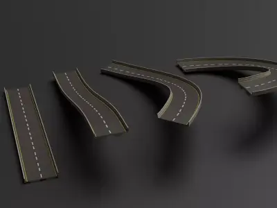 Modular Highway Overpass Pack Road  Bridges Game Ready Low-poly 3D model