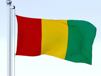 Animated Guinea Flag Low-poly 3D model