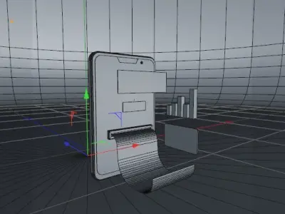 3D phone online shopping icon Low-poly 3D model