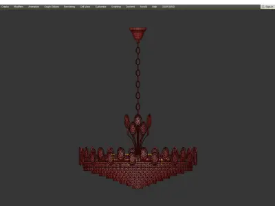 Golden Gilded Brass and Crystal Glass Chandelier by Palwa Low-poly 3D model