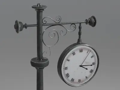 Vintage Street Clock Low-poly 3D model