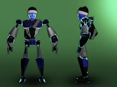 Low Poly retro robot design 3D model