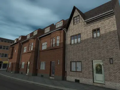 City houses Low-poly 3D model