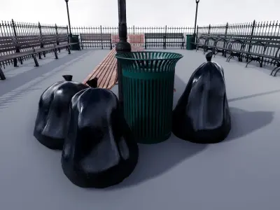 Park Props Pack - UE4 Game Ready Low-poly 3D model
