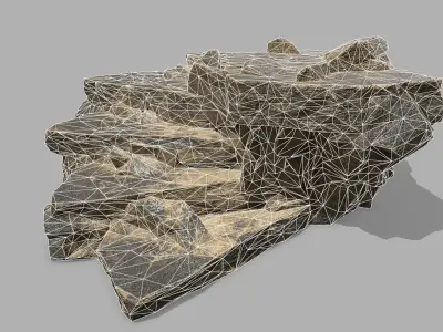 Stair rock Low-poly 3D model 2