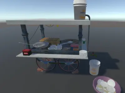 Low Poly Indian Vendor Stall 3D Model Free low-poly 3D model