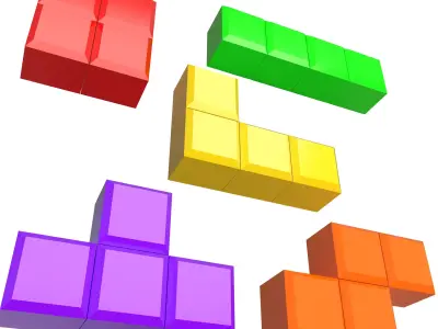 Tetris Bricks Set 02 Low-poly 3D model