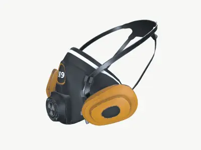 Gas Mask Low-poly 3D model 6