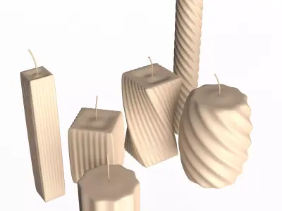 Candle Collection set of candles Low-poly 3D model