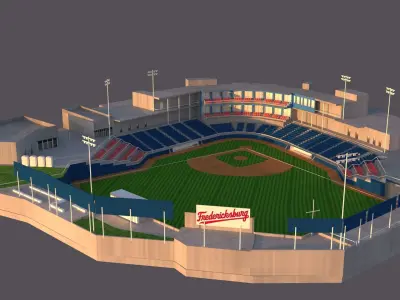 baseball stadium  Low-poly 3D model