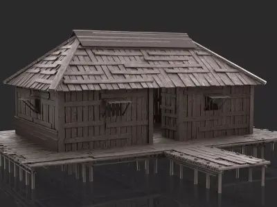 Fantasy Wooden House - Jungle Hut 2 3D model