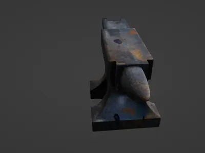 Worn Iron Anvil with Patina and Hammer Dents 3D model