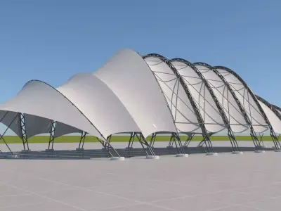 Tensile steel structure 3-parts 3D model