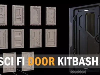 Futuristic Sci-Fi Doors Collection 3D model