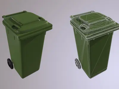New Green Recycle bin Low-poly 3D model
