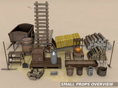 Farm Assets Low-poly 3D model