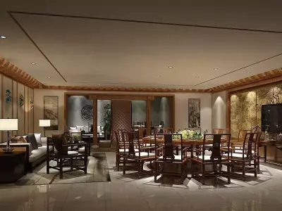 Business Restaurant - Coffee - Banquet  44 3D model