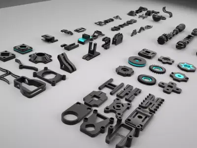 KitBash Hard Surface Sci-fi pack Low-poly 3D model