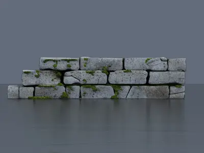 Old stone wall Low-poly 3D model