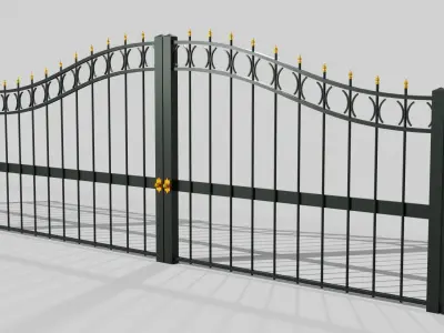 Fences fence and gate Low-poly 3D model