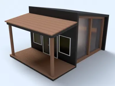 Cartoon Remote House - Animated Low-poly 3D model