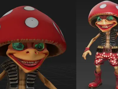 Mushroom Man Rigged Stylized Fantasy Character 3D Model 3D model