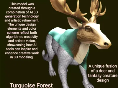 Turquoise Forest Guardian - Fantasy Deer Sculpture Free 3D print model