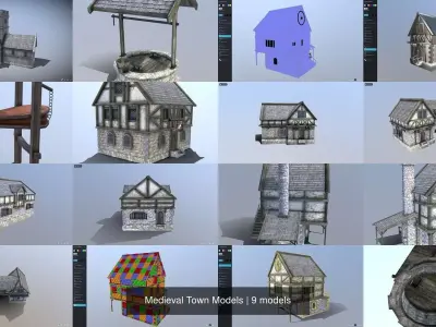 Medieval Town Models 3D Model Pack