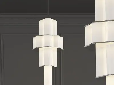 Bauer modern chandelier with glass shades 3D model