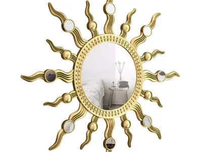 Sunburst Wall Mirror IVYB4946 3D model