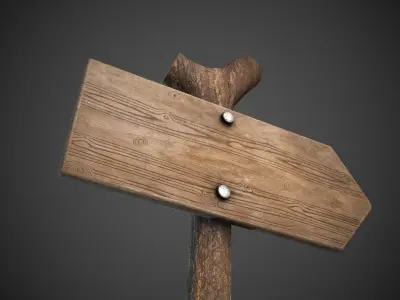 Wooden Sign  Low-poly 3D model