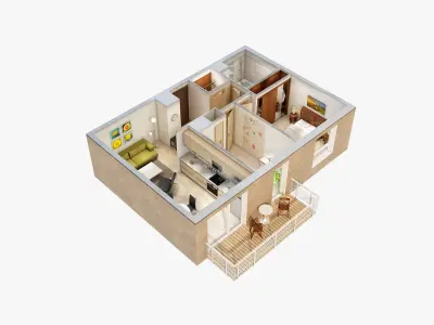  Four 3D Floor Plans 