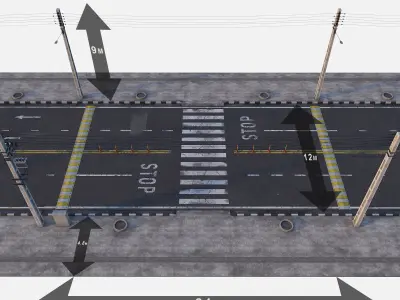 Realistic Street with electric post  3D model
