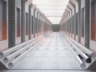 Sci-Fi Hallway Low Poly 3D Model at LOW PRICE Low-poly 3D model