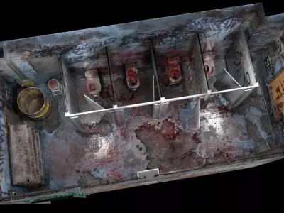 Old Hospital Toilet Room  Low-poly 3D model