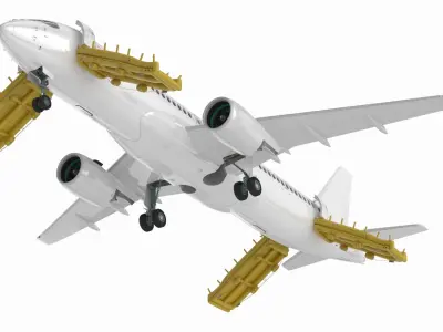  Commercial Airliner with Inflatable Plane Ramp Deployment 