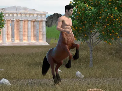  Male Centaur Action Pose Fur 